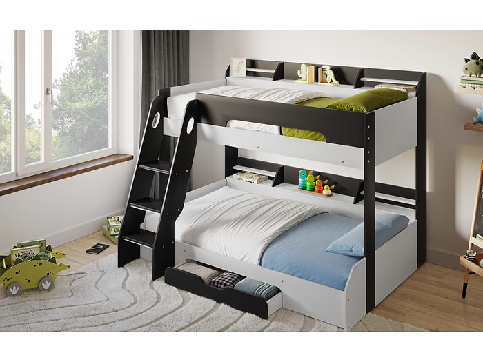 Flair Flick Triple Bunk Bed Grey With Storage
