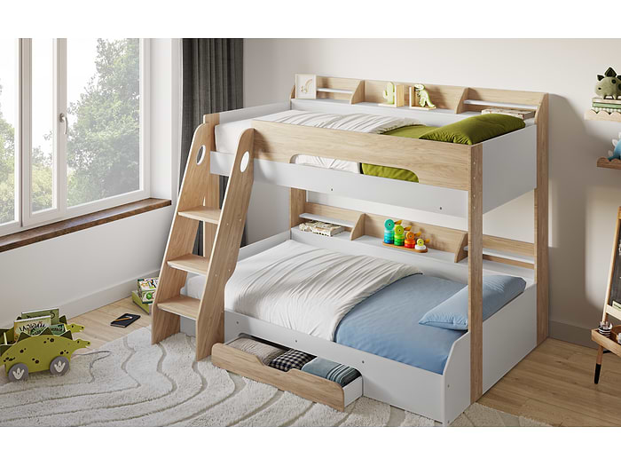 Flair Flick Triple Bunk Bed Oak With Storage
