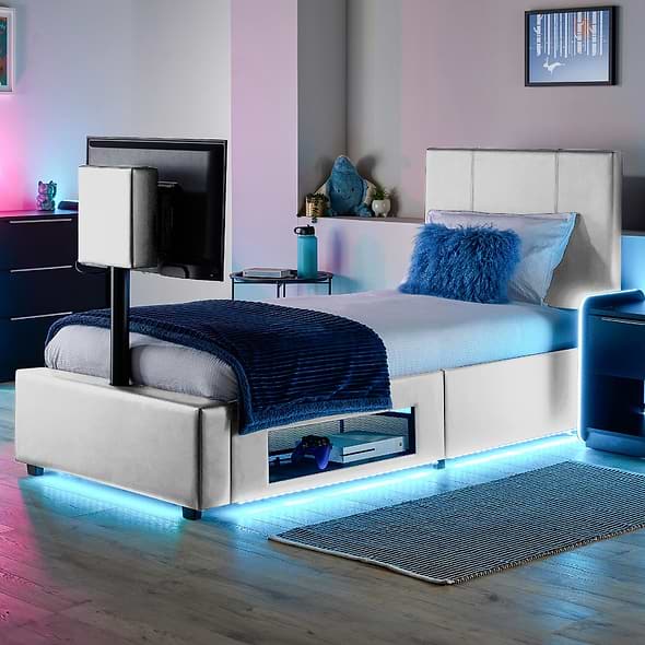 X Rocker Ava Upholstered TV Bed White