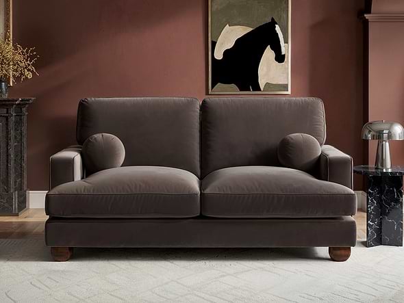 Solace+Co Addison 2 Seater Mocha Velvet Sofa