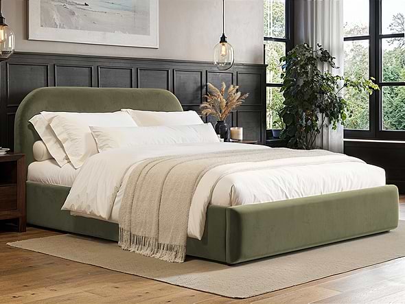 Flair Alba Khaki Velvet Ottoman Bed