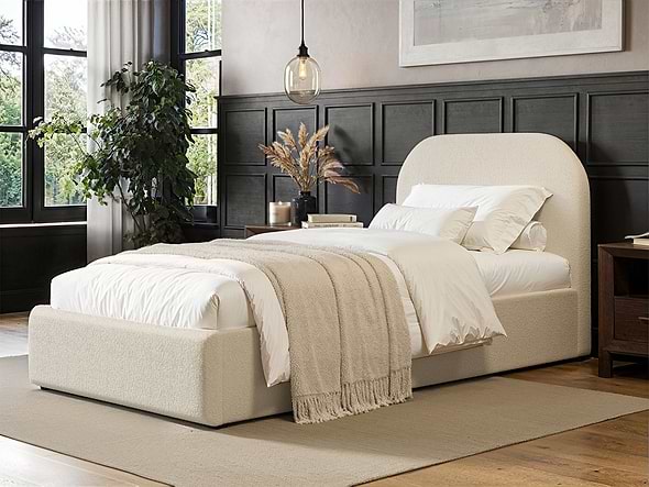 Flair Alba Single Ottoman Bed Cream Boucle Fabric