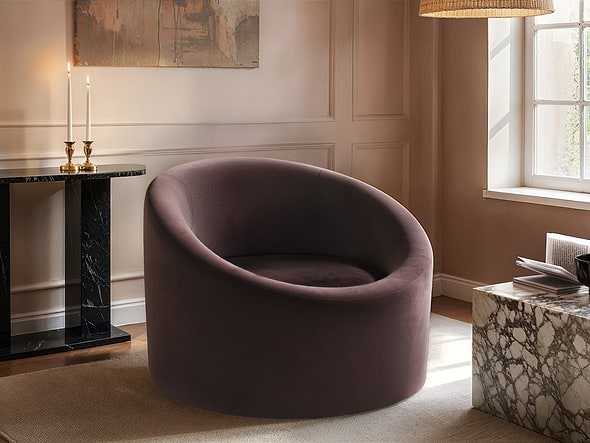 Solace+Co Amari Mocha Velvet Accent Swivel Chair