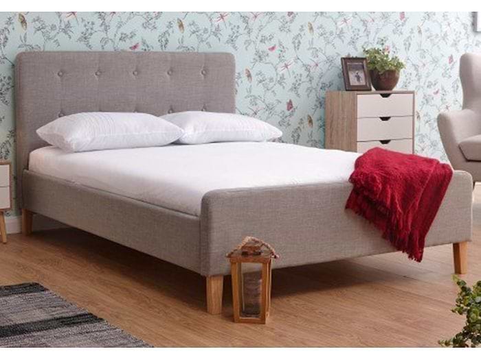 GFW Ashbourne Light Grey Fabric Bed Frame
