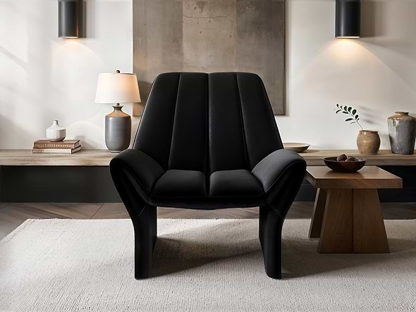 Solace+Co Aster Black Velvet Accent Chair