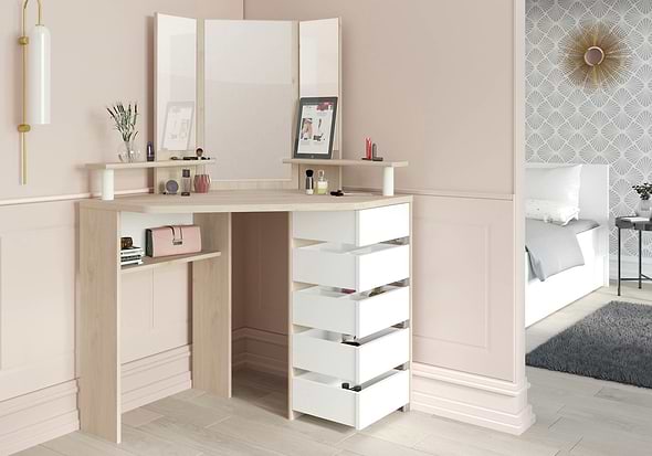 Parisot Corner Beauty Bar in Oak and White
