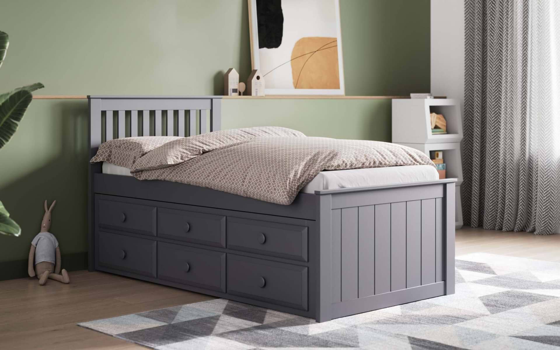 Flair Montana Captain s Bed Frame With Drawers Grey