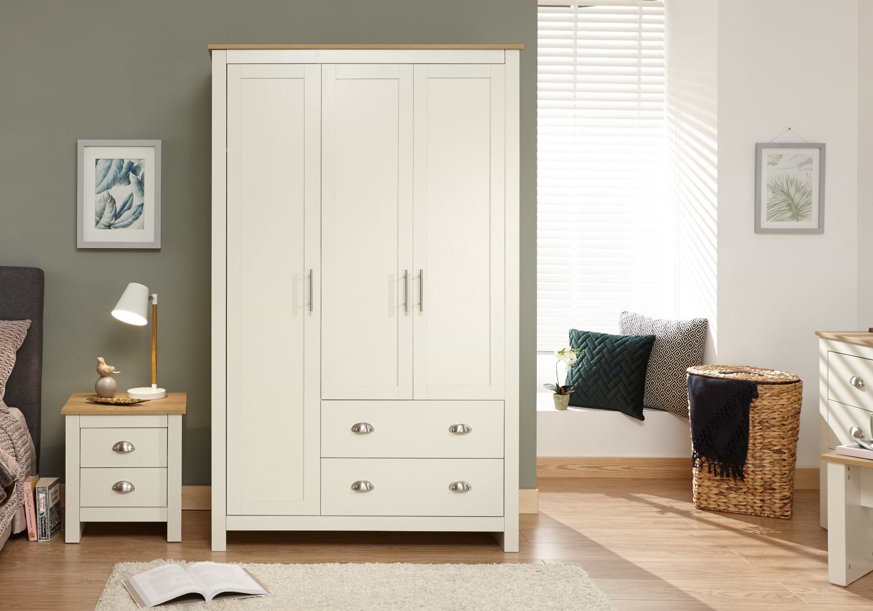 Beige 3-door wardrobe