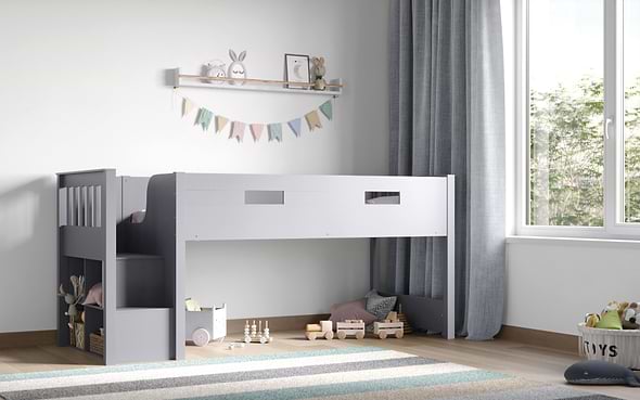 Flair Grey Charlie Mid Sleeper Staircase Cabin Bed