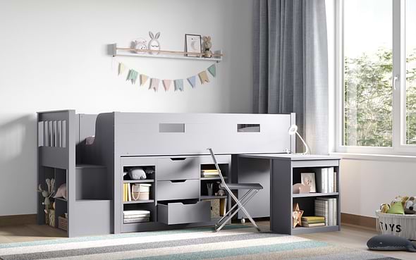 Flair Grey Charlie Mid Sleeper Cabin Bed Set