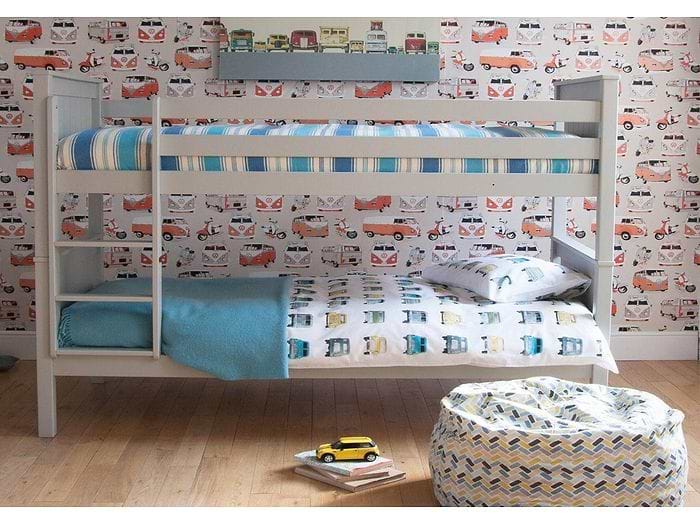 Little Folks Furniture Classic Beech Bunk Bed in Dove Grey Solid hardwood construction sturdy slatted hardwood base