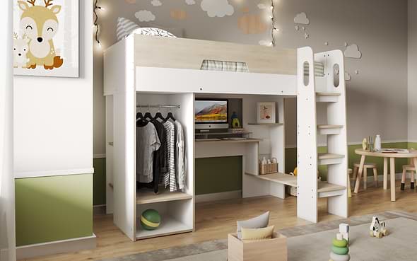 Flair Coco High Sleeper Workstation