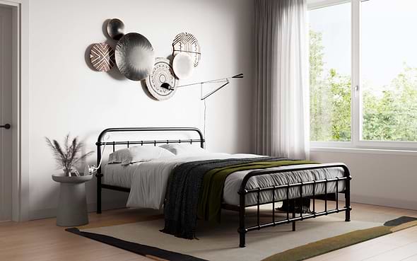 Compton metal bed double in black
