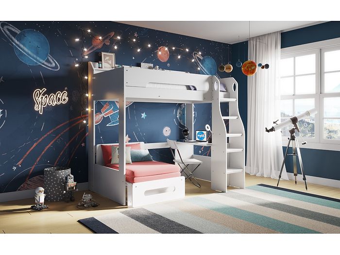 Flair Furnishings Cosmic Futon High Sleeper White Flair Furnishings Cosmic Futon High Sleeper White