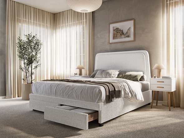 Flair Delano Boucle Fabric Drawer Bed
