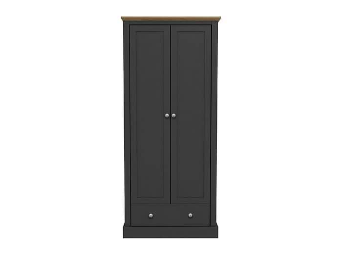 LPD Devon 2 Door 1 Drawer Charcoal & Oak Wardrobe
