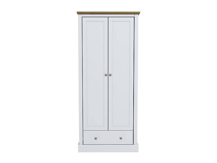 LPD Devon 2 Door 1 Drawer White & Oak Wardrobe