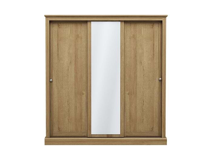 LPD Devon Oak 3 Door Sliding Mirrored Wardrobe
