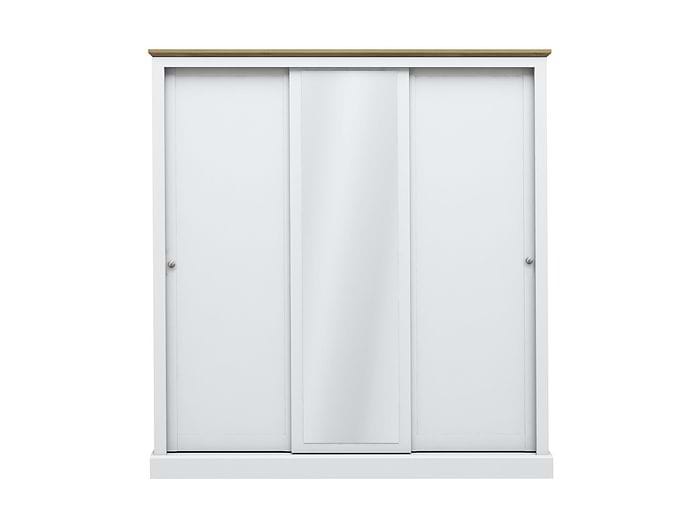 LPD Devon White & Oak 3 Door Sliding Mirrored Wardrobe
