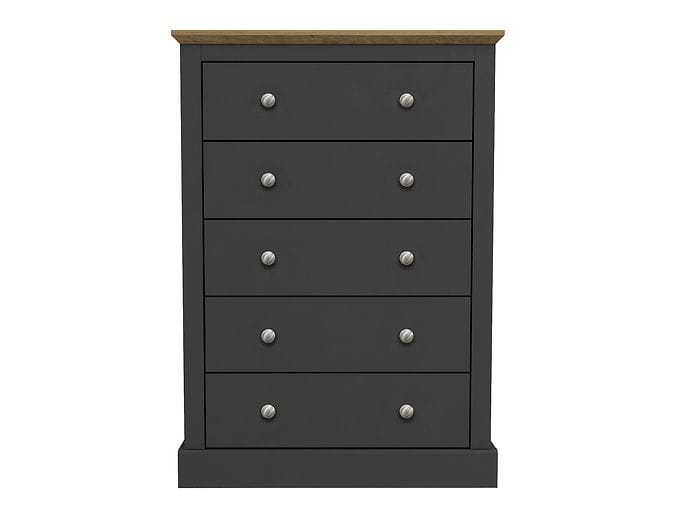LPD Devon Charcoal & Oak 5 Drawer Chest
