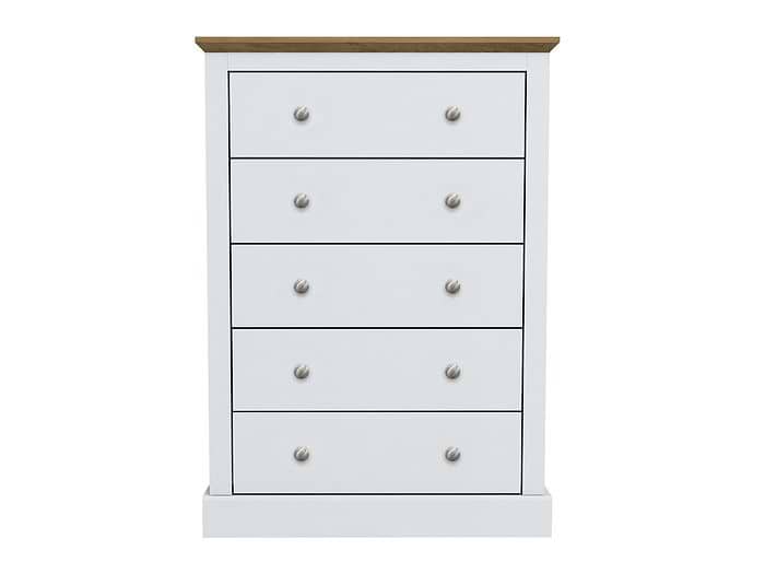 LPD Devon White & Oak 5 Drawer Chest
