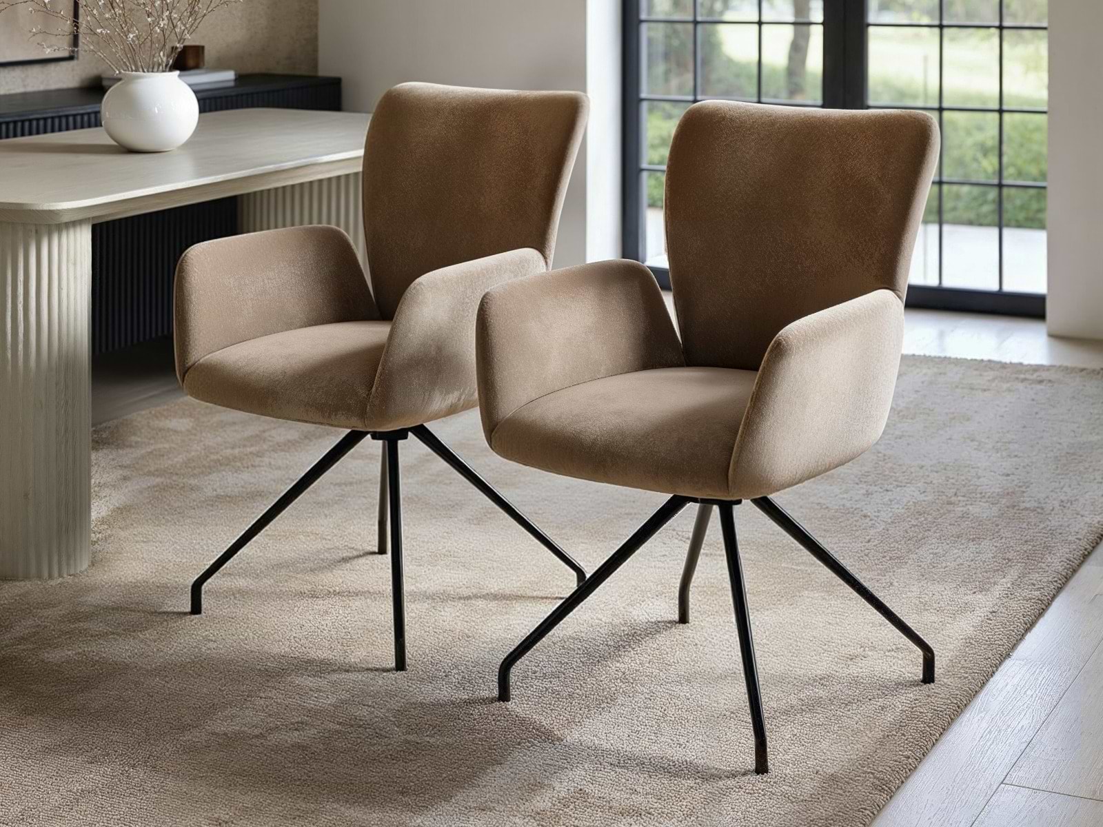 Solace+Co Kora Mocha Swivel Dining Chair Set of