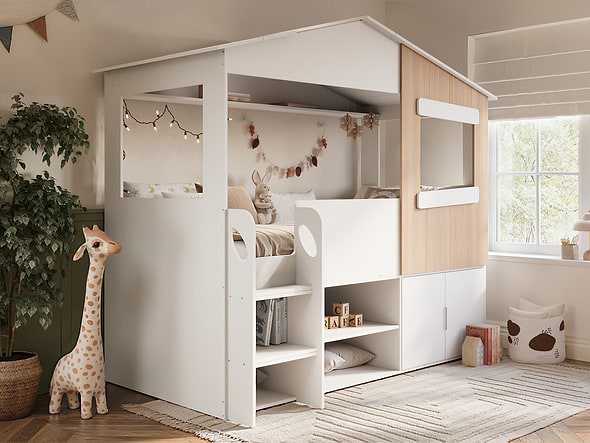 Flair Dreamland House Bed With Storage White and Oak