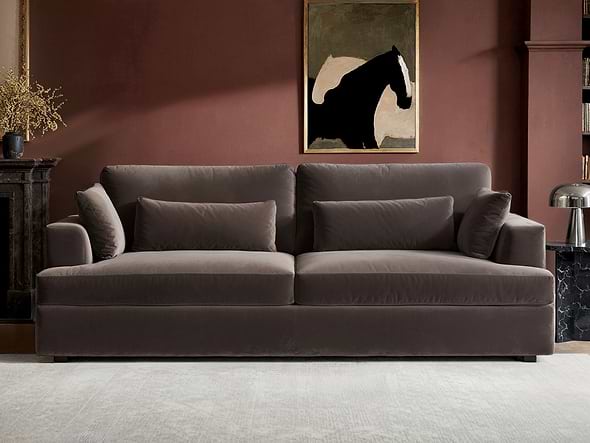 Solace+Co Drew 3 Seater Mocha Velvet Sofa