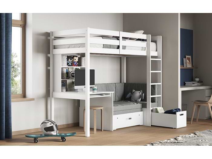 Noomi Eino White Highsleeper With Futon Sofa And Desk (FSC-Certified)

