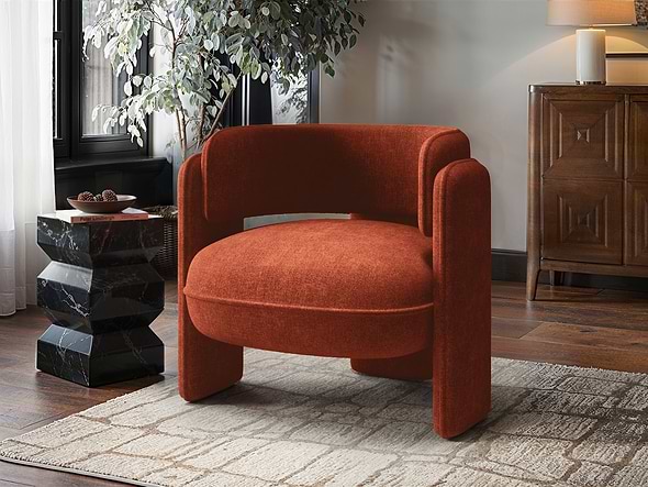 Solace+Co Emery Fabric Accent Chair Burnt Orange