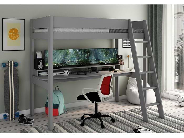 Kids Avenue Estella Grey High Sleeper with Gaming Desk
