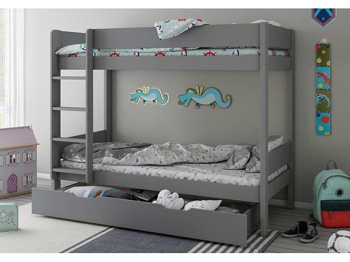 Kids Avenue Estella Grey Bunk Bed with Pull Out Drawer
