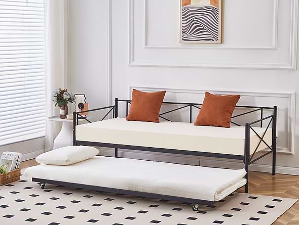 Flair Hudson Black Metal Day Bed With Trundle