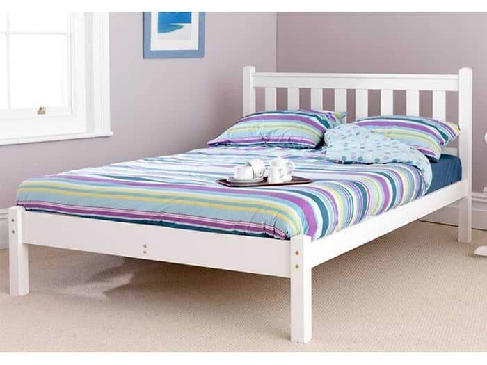 Friendship Mill Shaker White Wooden Bed Frame
