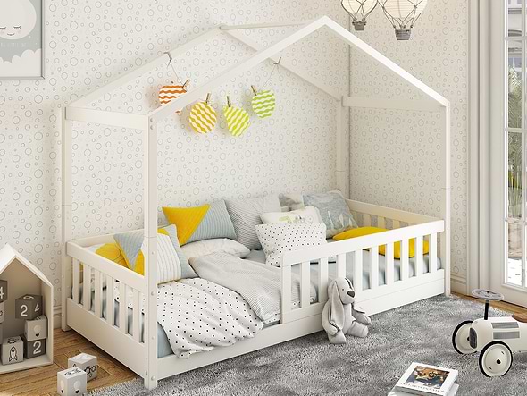 Noomi Froya Solid Wood Grow-with-Me House Bed White (FSC-Certified)