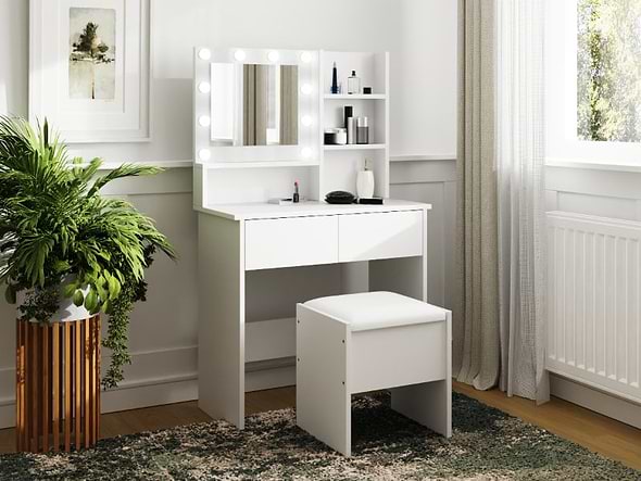 GFW Eva LED Dressing Table Set White