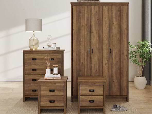 GFW Boston 4 Piece Bedroom Set - Grey/Oak
