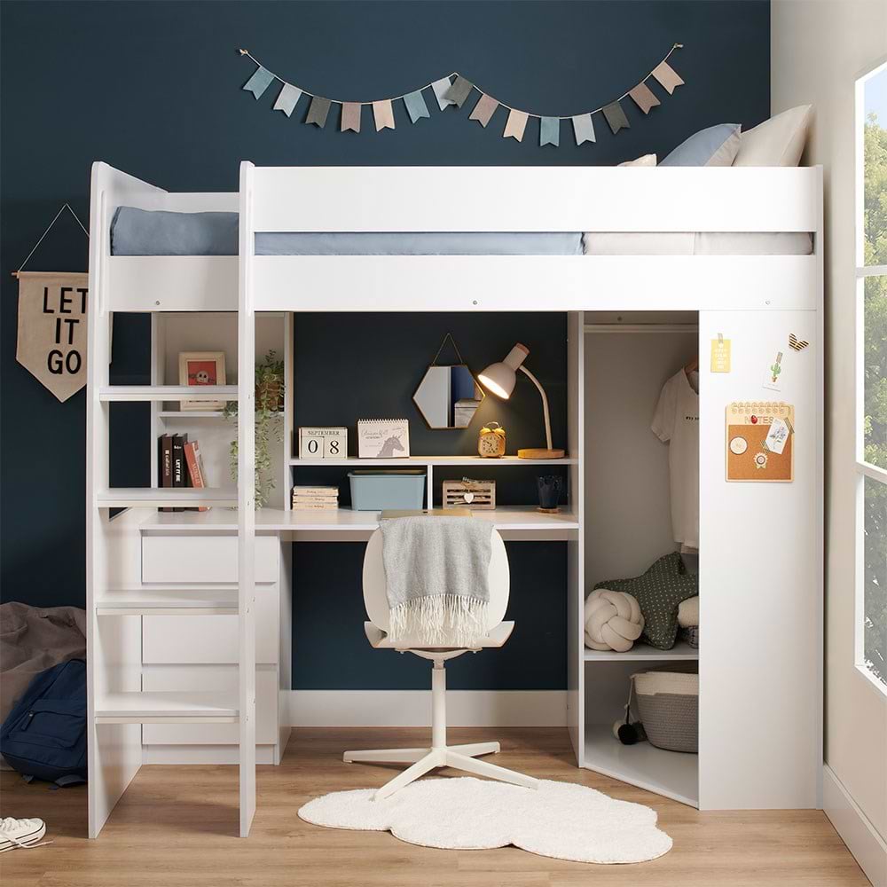 Flair Harper High Sleeper Bed with Desk Wardrobe and Storag
