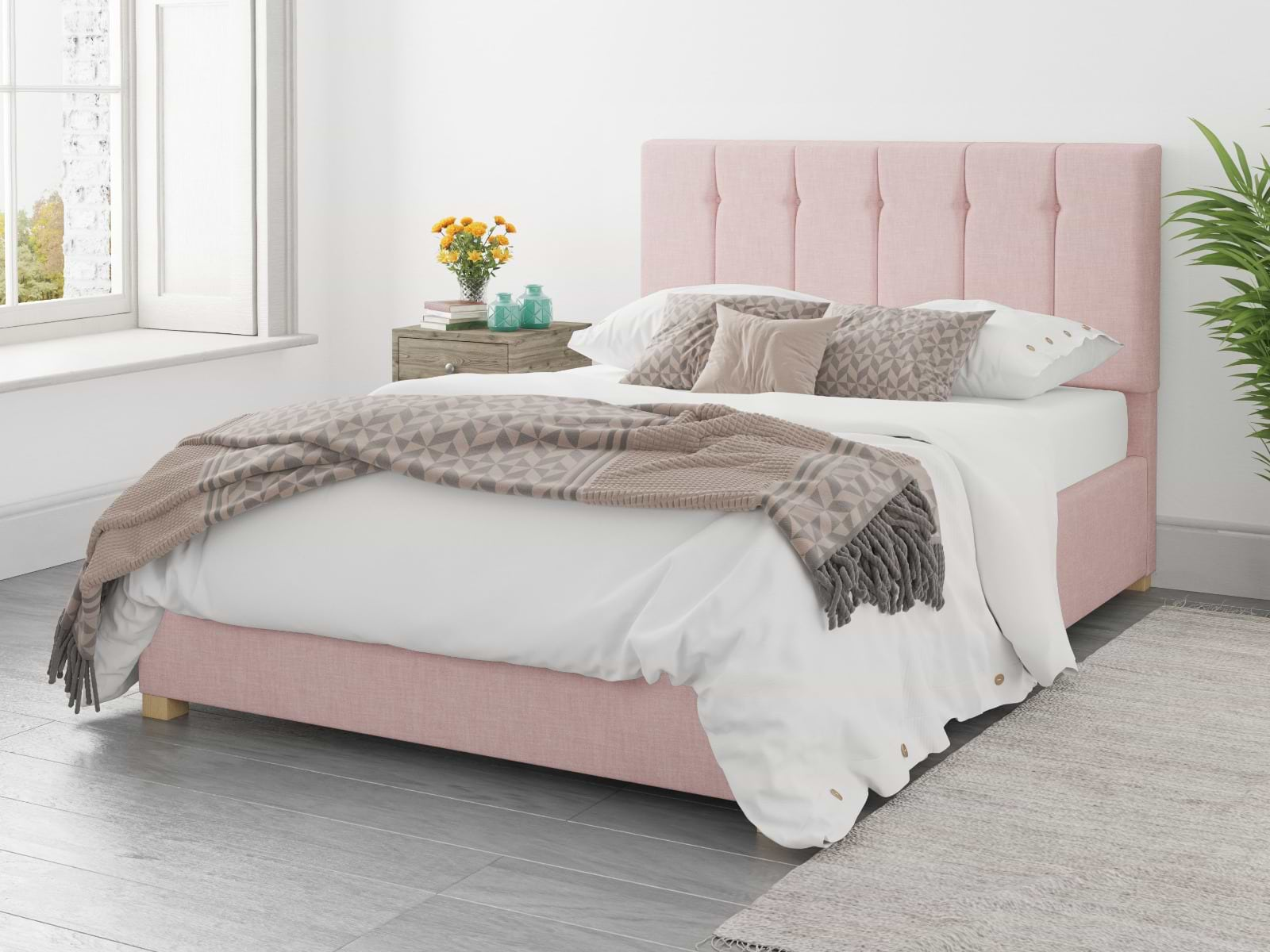 Pink ottoman bed