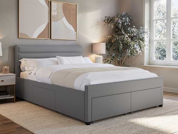 Flair Heybrook 4 Drawer Fabric Bed Frame Grey
