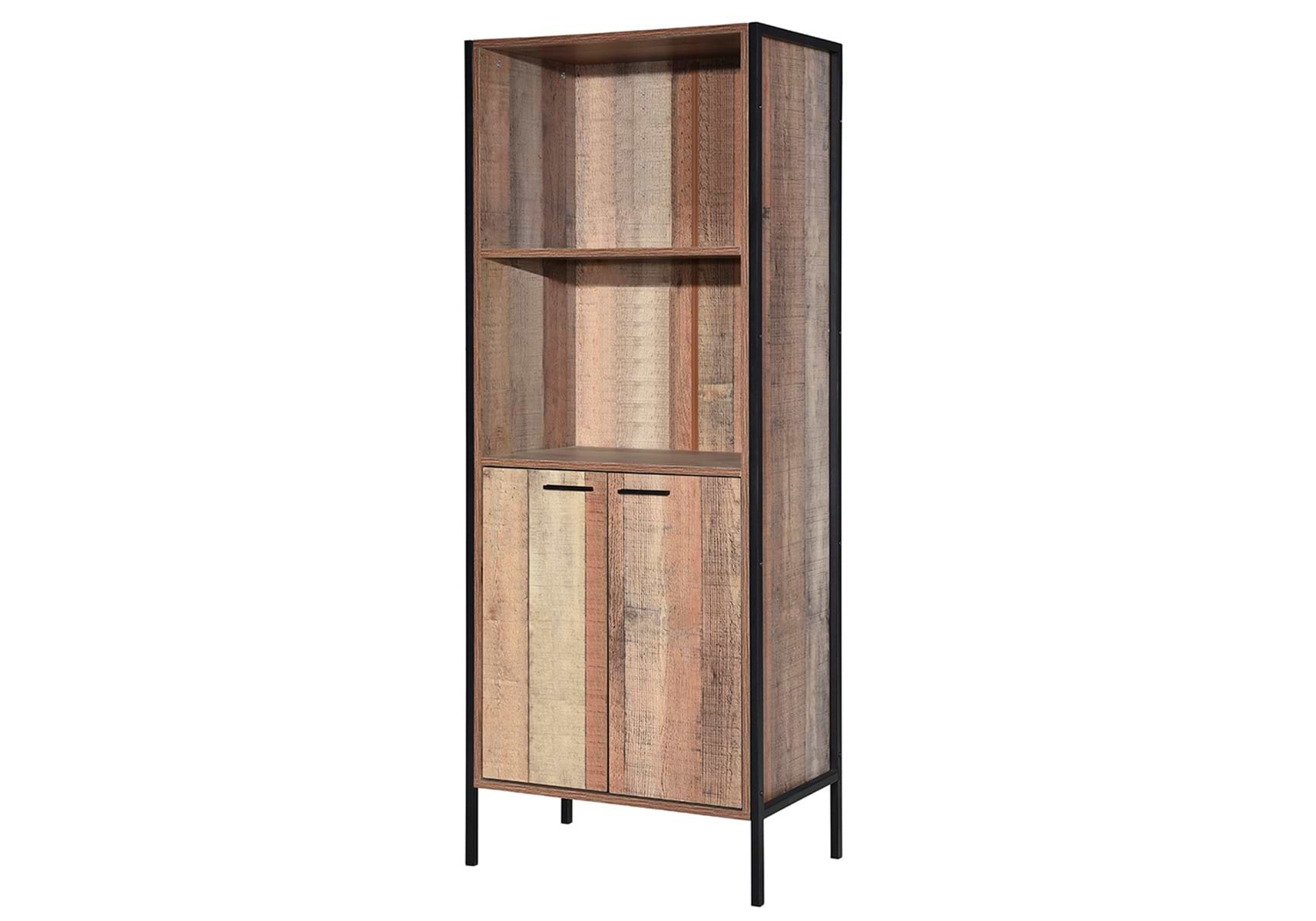 oak bookcase with 2 door cupboard