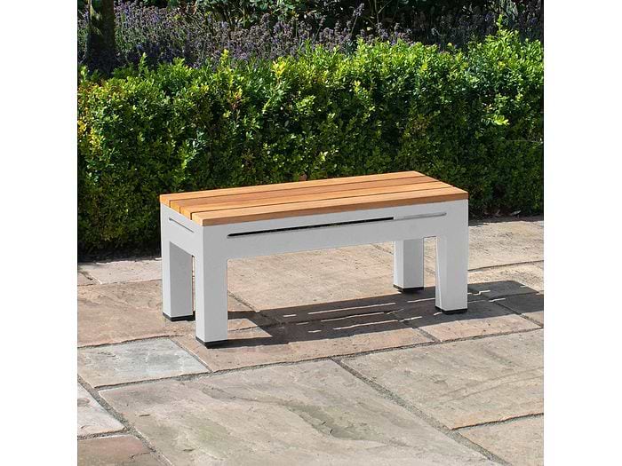 Maze Oslo Rectangular Teak Top Side Table - White