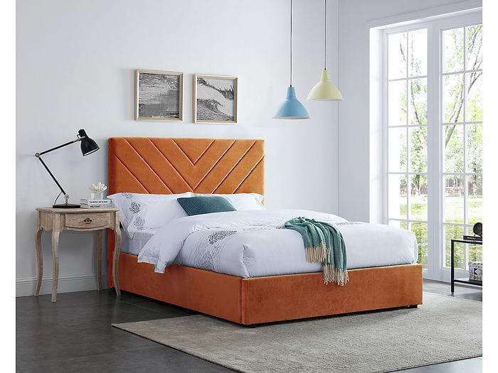 LPD Islington Orange Velvet Fabric Bed Frame