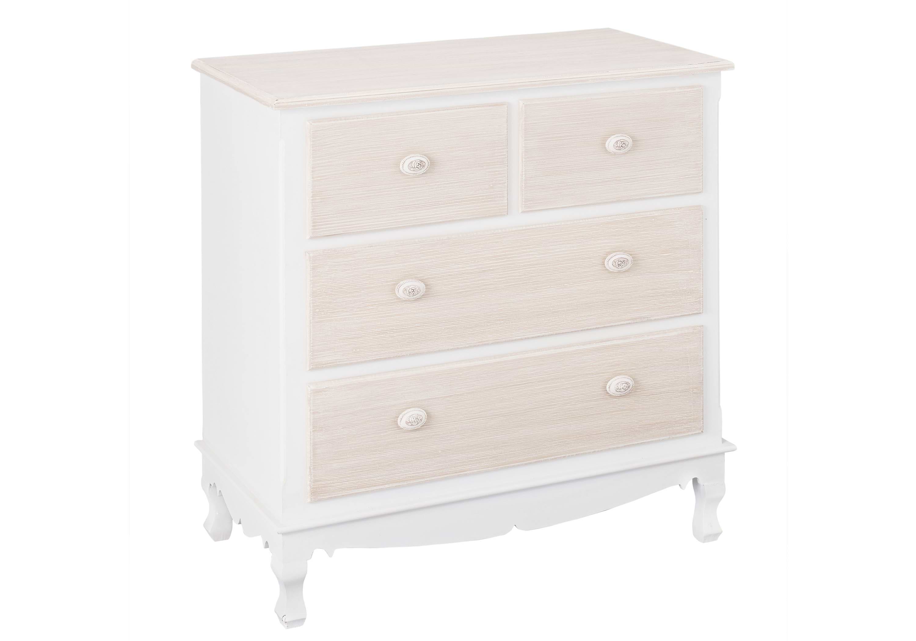 white and rose-coloured chest of drawers