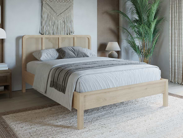 Kai Rattan Bed Curved Headboard