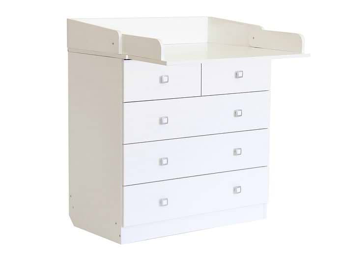 Kidsaw Kudl Kids 5 Drawer Unit With Changing Board & Storage - White