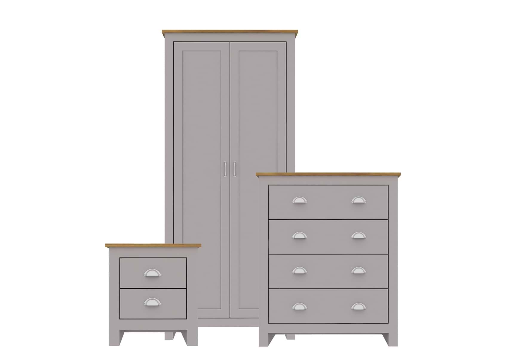 Grey 3 piece wardrobe set