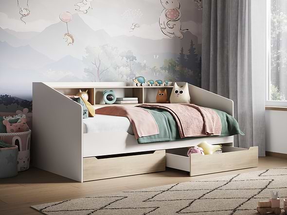 Flair Leni Day Bed with Shelves and Drawers