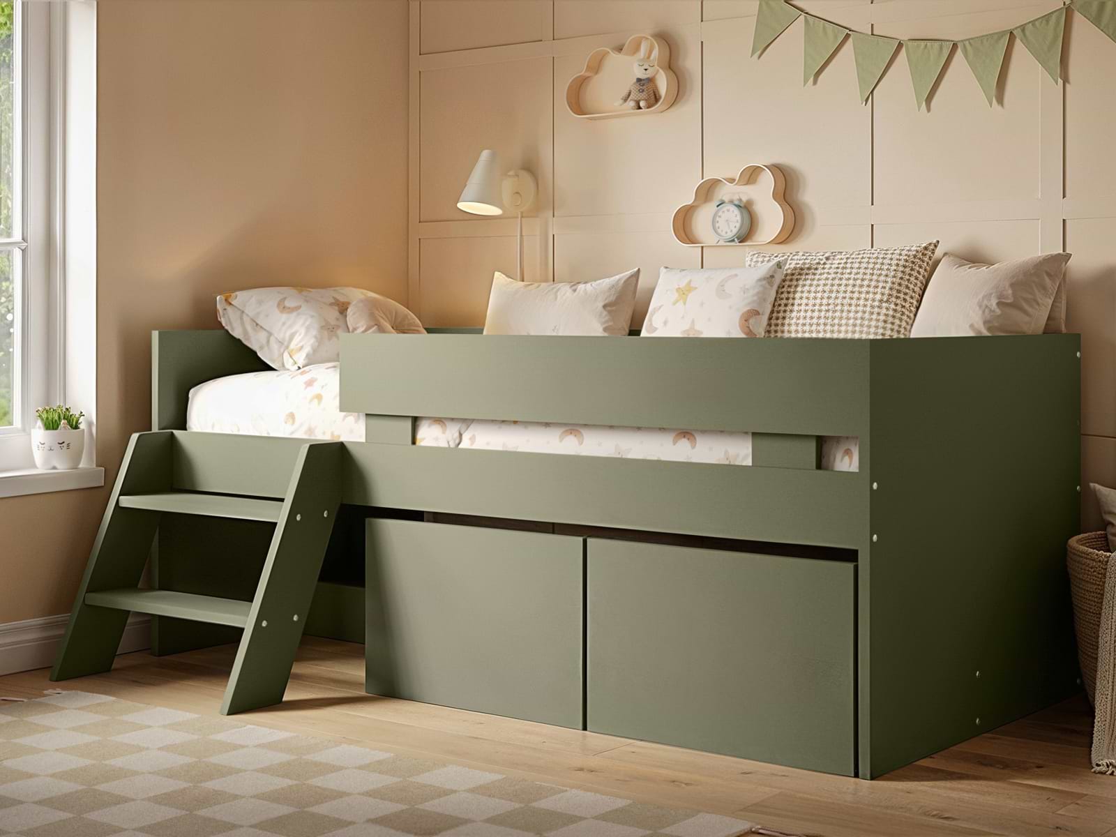 mid sleeper double bed with storage