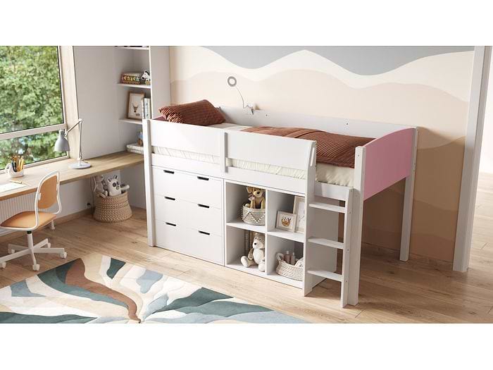 Flair Loop Midsleeper Wooden Bed Full Storage Set
